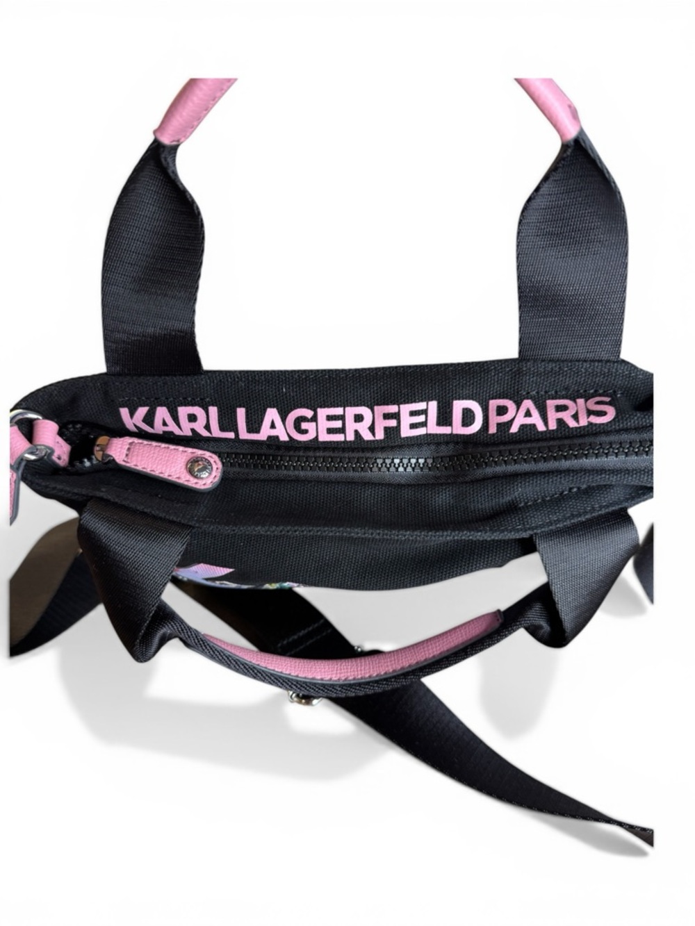 Karl Lagerfeld Black Crossbody Bag with Pink Accents - Picture 3 of 7